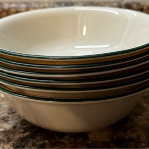 Corelle Cream/Green Soup/Cereal Bowls Set of 6